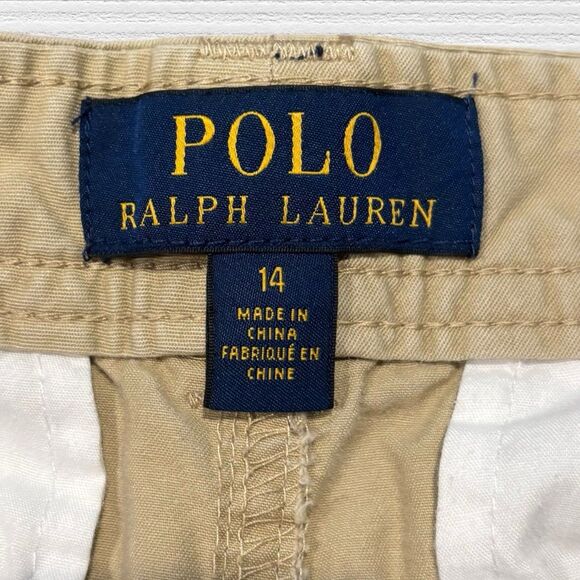Polo Ralph Lauren Boys 14 Khaki Cargo Shorts 100% Cotton Classic Fit - Picture 2 of 4